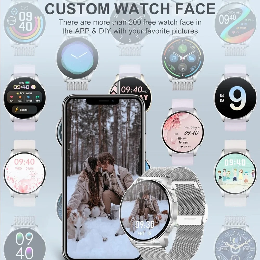 Smartwatch with Cream and‎ Light Purple Bands